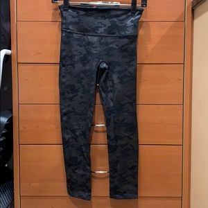 Spanx Black Camo Faux Leather Leggings